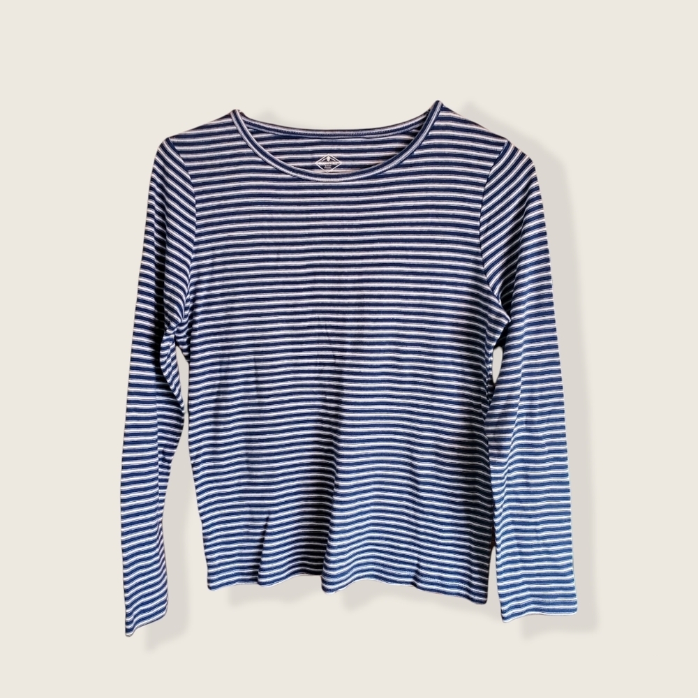 𝅺St.Johns Bay blue white long sleeve top size PS